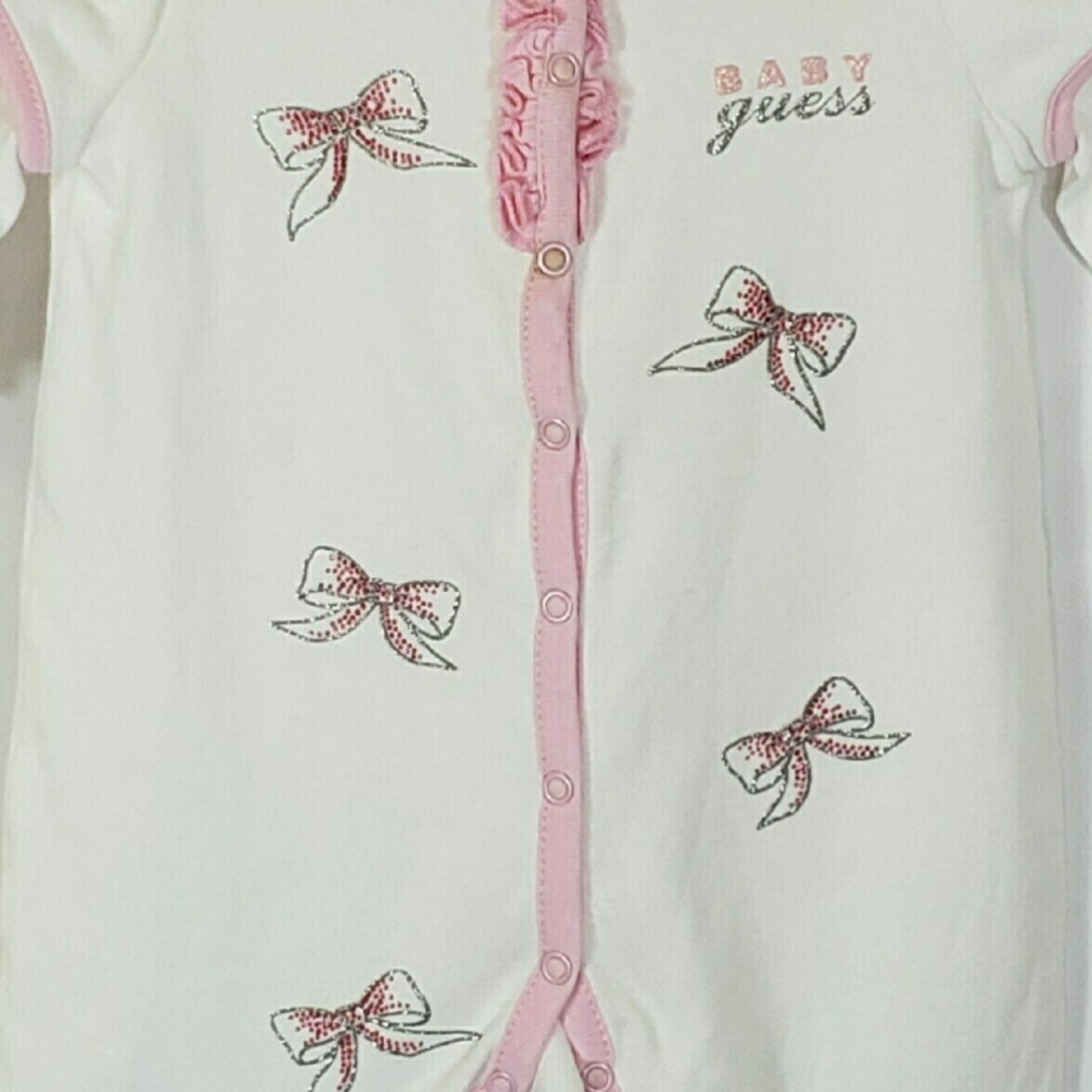 Guess Baby Cream Bow Long Sleeve Romper 3-6M - Picture 5 of 10